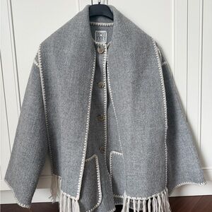 Toteme Gray Wool Jacket with White Accents